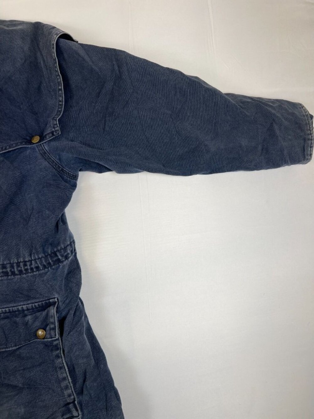 Rare VTG Carhartt CW083 Navy Blue Cape Coat Blanket Lined Duster Jacket XL - Picture 8 of 13